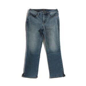 NYDJ Sheri Slim Jeans Womens 10P High Rise Lift Tuck Notch Hem Cropped Capri